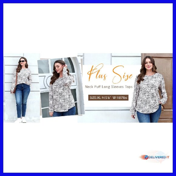 Women's Long Sleeve Tunic Blouse Polyester Spandex Loose Fit Casual - Picture 7 of 8